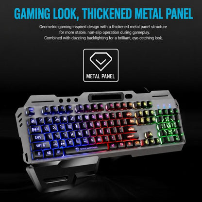 SHIPADOO GK70 Wired RGB Floating Detachable Hand Rest Character Rainbow Translucent Gaming Keyboard, Rainbow Translucent