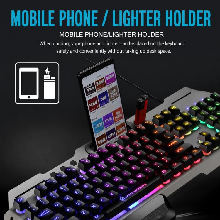SHIPADOO GK70 Wired RGB Floating Detachable Hand Rest Character Rainbow Translucent Gaming Keyboard, Rainbow Translucent