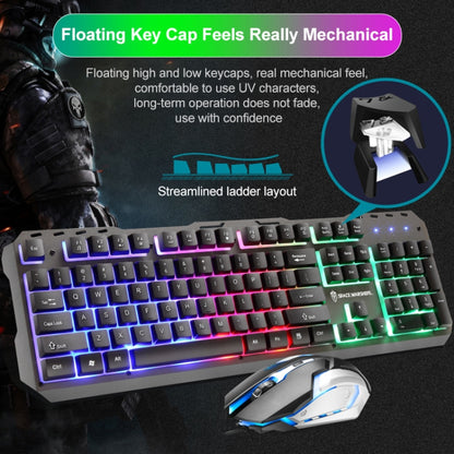 SHIPADOO GT500 1000 DPI 104-key Wired RGB Gaming Color Backlight Metal Feel Suspension Keyboard Mouse Kit for Laptop, PC