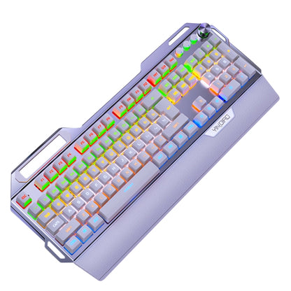 YINDIAO K100 USB Metal Mechanical Gaming Wired Keyboard, Mixed Light Blue Shaft