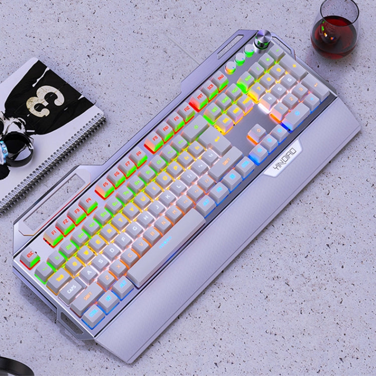 YINDIAO K100 USB Metal Mechanical Gaming Wired Keyboard, Mixed Light Blue Shaft