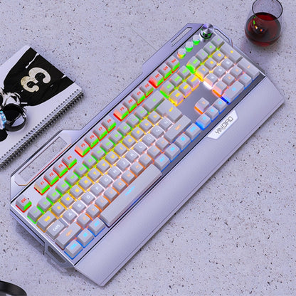 YINDIAO K100 USB Metal Mechanical Gaming Wired Keyboard, Mixed Light Blue Shaft