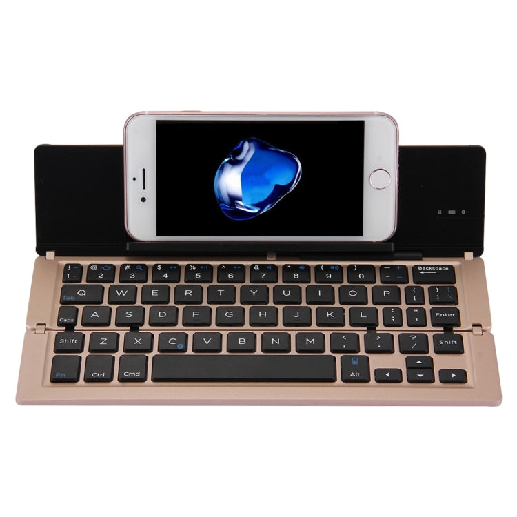 F18 Ultra-slim Rechargeable Foldable 58 Keys Bluetooth Wireless Keyboard with Holder