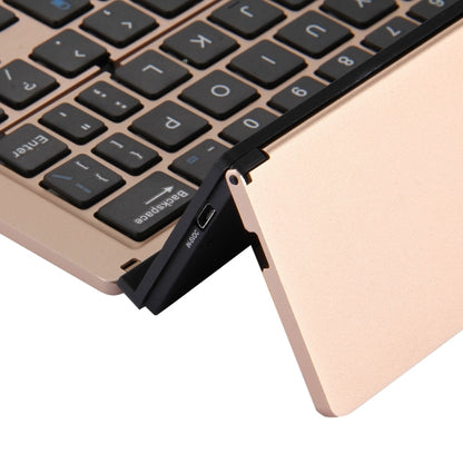 F18 Ultra-slim Rechargeable Foldable 58 Keys Bluetooth Wireless Keyboard with Holder