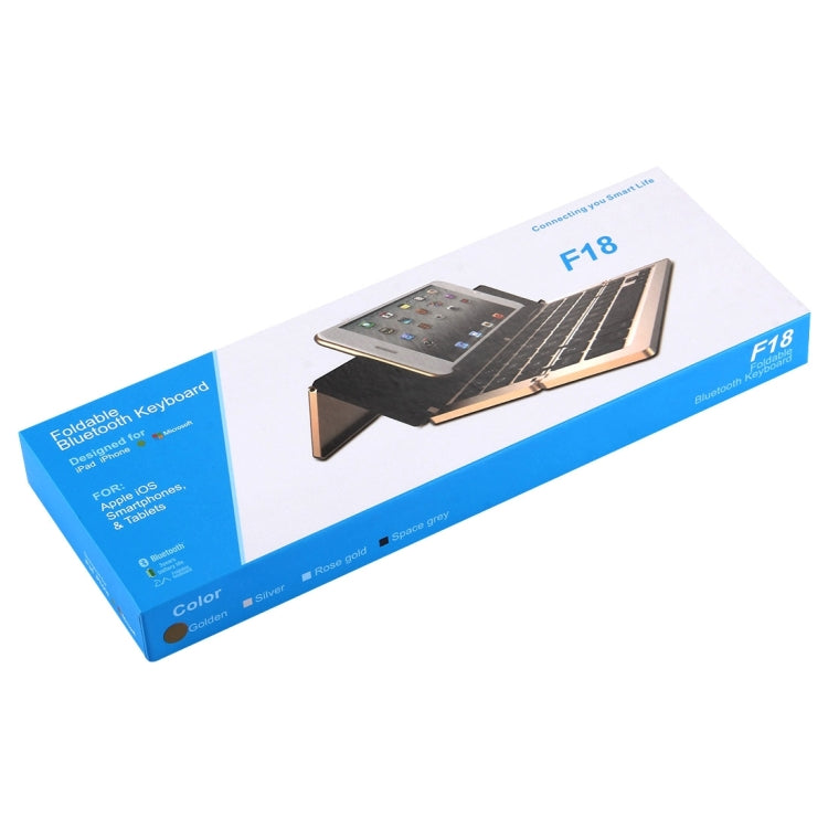 F18 Ultra-slim Rechargeable Foldable 58 Keys Bluetooth Wireless Keyboard with Holder