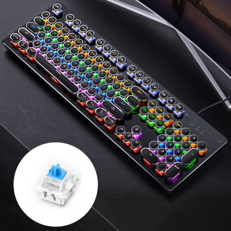 YINDIAO Electroplating Punk Mixed Light USB Mechanical Gaming Wired Keyboard, Blue Shaft, Electroplating Punk,Blue Shaft (Black), Electroplating Punk,Blue Shaft (White)