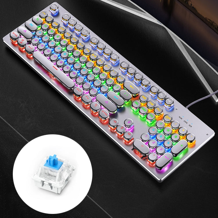 YINDIAO Electroplating Punk Mixed Light USB Mechanical Gaming Wired Keyboard, Blue Shaft, Electroplating Punk,Blue Shaft (Black), Electroplating Punk,Blue Shaft (White)