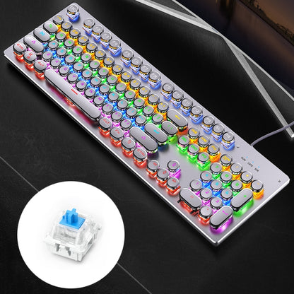 YINDIAO Electroplating Punk Mixed Light USB Mechanical Gaming Wired Keyboard, Blue Shaft, Electroplating Punk,Blue Shaft (Black), Electroplating Punk,Blue Shaft (White)