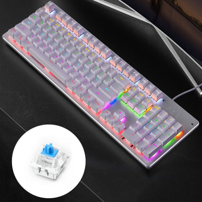 YINDIAO Classic Square Keys Mixed Light USB Mechanical Gaming Wired Keyboard, Blue Shaft, Square Keys,Blue Shaft (Black), Square Keys,Blue Shaft (White)