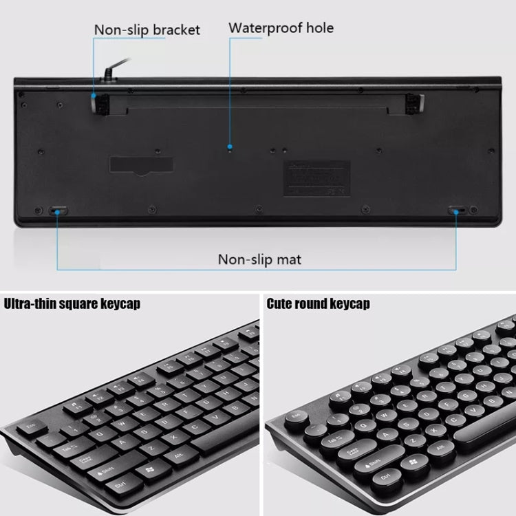ZGB S500 Round Key USB Wired Computer Keyboard, Round Key (White), Round Key (Black)