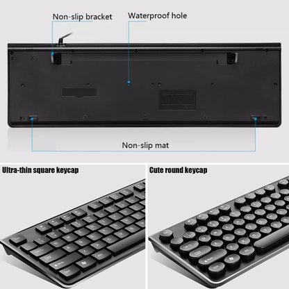 ZGB S500 Round Key USB Wired Computer Keyboard, Round Key (White), Round Key (Black)