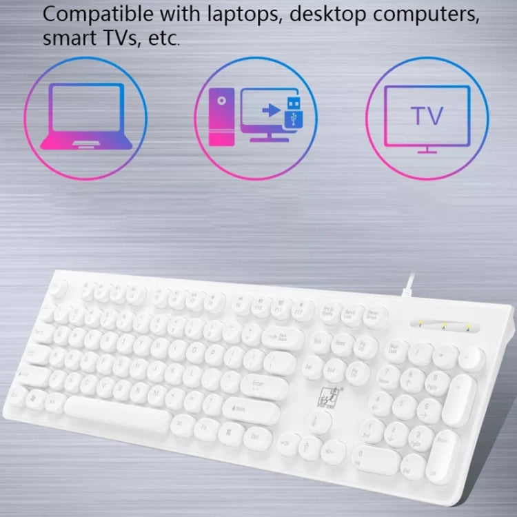 ZGB S500 Round Key USB Wired Computer Keyboard, Round Key (White), Round Key (Black)