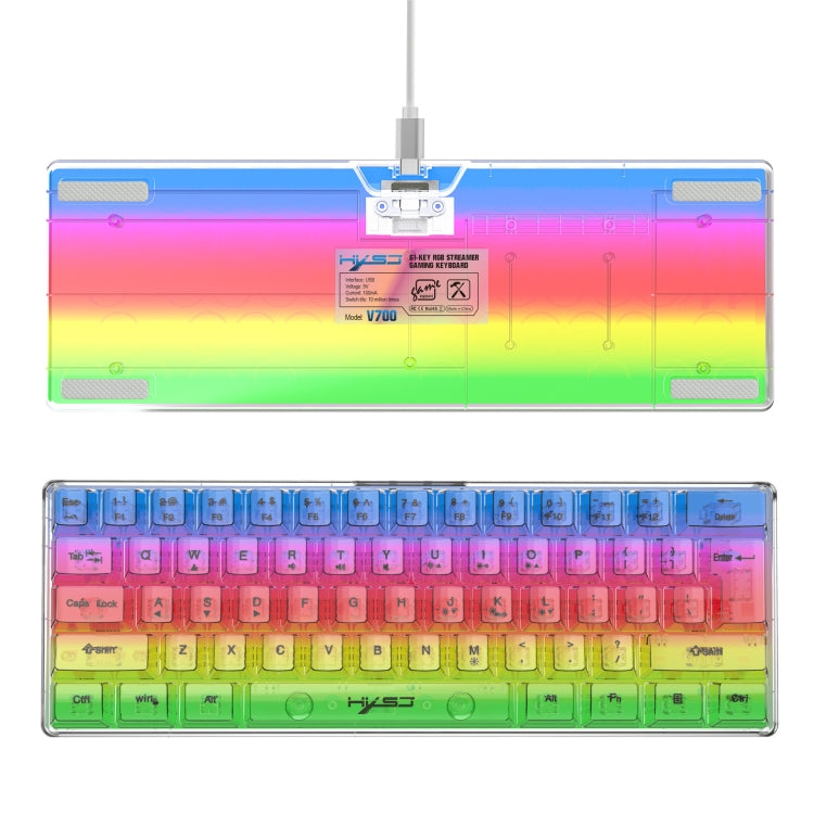 HXSJ V700T 61-key Wired Membrane RGB Backlit Mechanical Keyboard, V700T