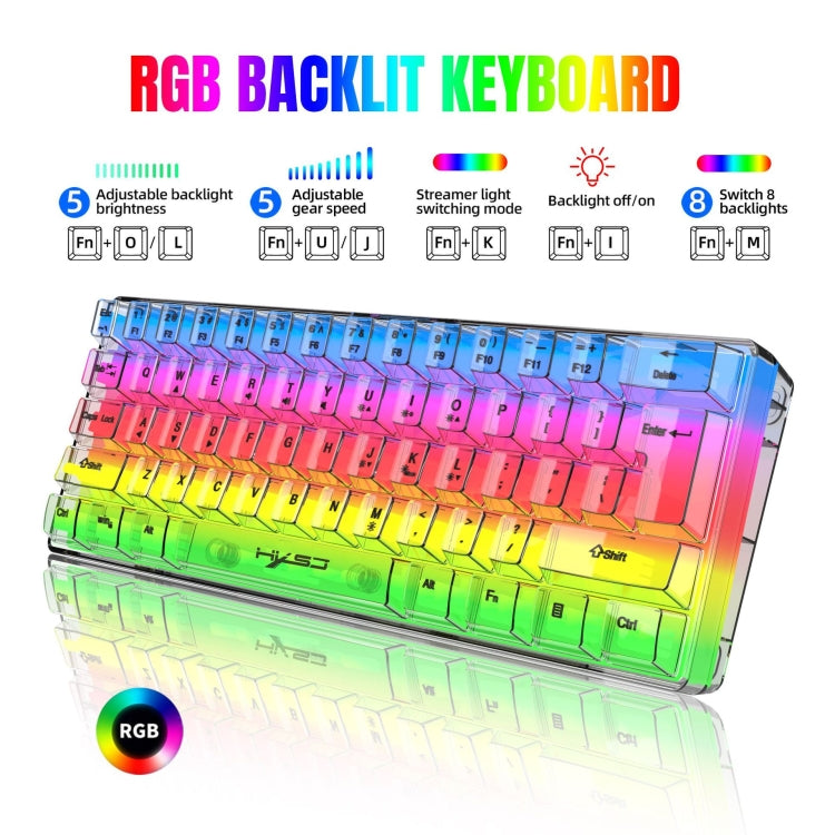HXSJ V700T 61-key Wired Membrane RGB Backlit Mechanical Keyboard, V700T