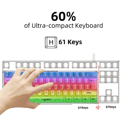 HXSJ V700T 61-key Wired Membrane RGB Backlit Mechanical Keyboard, V700T