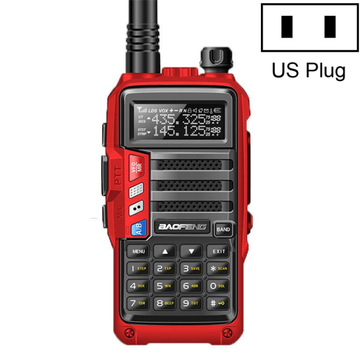 Baofeng BF-UV5R Plus S9 FM Interphone Handheld Walkie Talkie, US Plug, Silver, US Plug, Black, US Plug, Red, US Plug