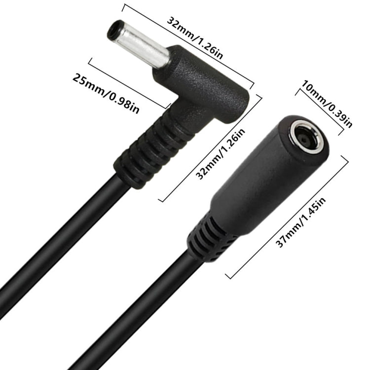 4.5 x 3.0mm Elbow Male to Female Adapter 15cm DC Power Extension Cable for HP, 4.5 x 3.0mm