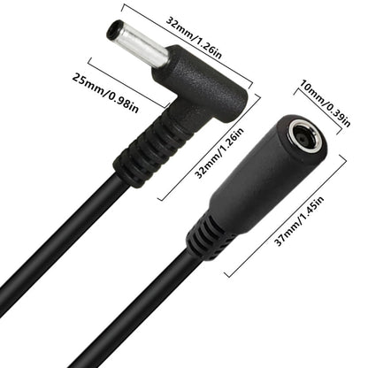 4.5 x 3.0mm Elbow Male to Female Adapter 15cm DC Power Extension Cable for HP, 4.5 x 3.0mm