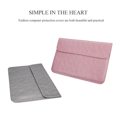 PU01S PU Leather Horizontal Invisible Magnetic Buckle Laptop Inner Bag for 14.1 inch laptops, 14.1 inch
