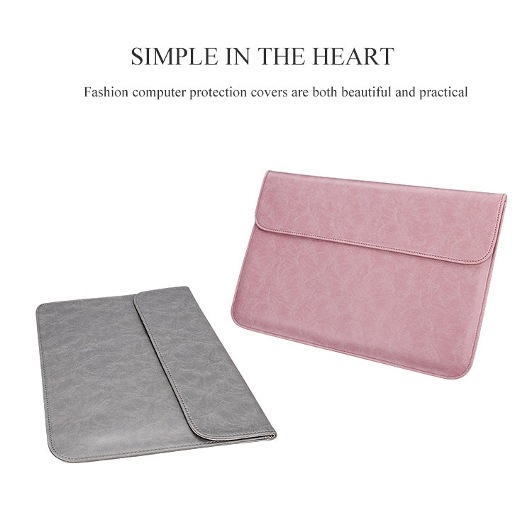 PU01S PU Leather Horizontal Invisible Magnetic Buckle Laptop Inner Bag for 13.3 inch laptops, with Small Bag, 13.3 inch with Small Bag