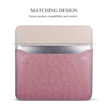 PU01S PU Leather Horizontal Invisible Magnetic Buckle Laptop Inner Bag for 14.1 inch laptops, with Small Bag, 14.1 inch with Small Bag