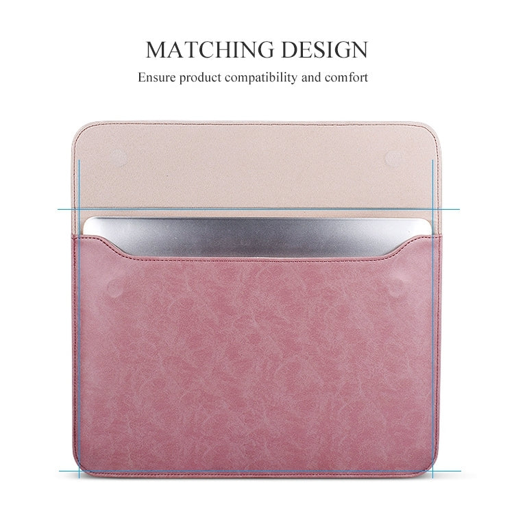 PU01S PU Leather Horizontal Invisible Magnetic Buckle Laptop Inner Bag for 15.4 inch laptops, with Small Bag, 15.4 inch with Small Bag