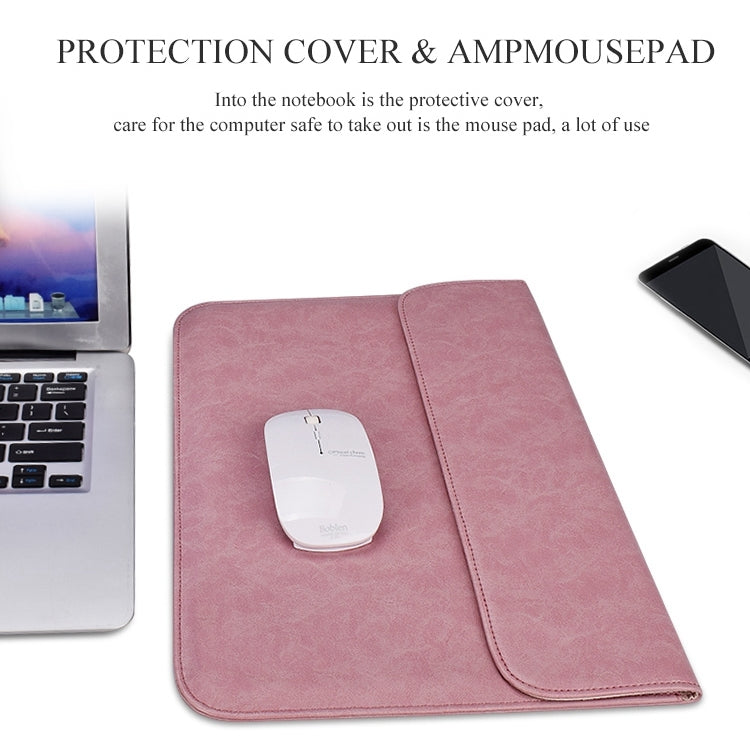 PU01S PU Leather Horizontal Invisible Magnetic Buckle Laptop Inner Bag for 15.4 inch laptops, with Small Bag, 15.4 inch with Small Bag