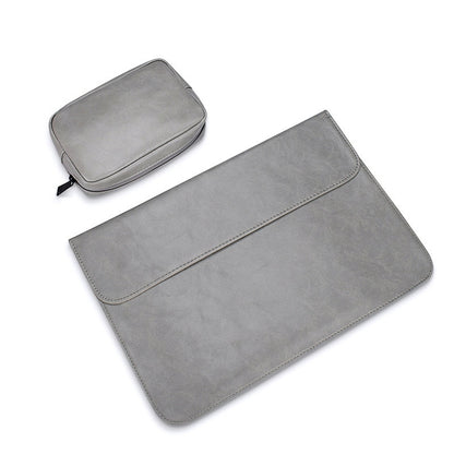 PU01S PU Leather Horizontal Invisible Magnetic Buckle Laptop Inner Bag for 15.4 inch laptops, with Small Bag, 15.4 inch with Small Bag