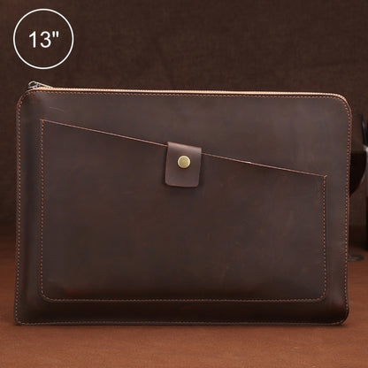 Universal Genuine Leather Business Zipper Laptop Tablet Bag For 13 inch and Below, 13 inch
