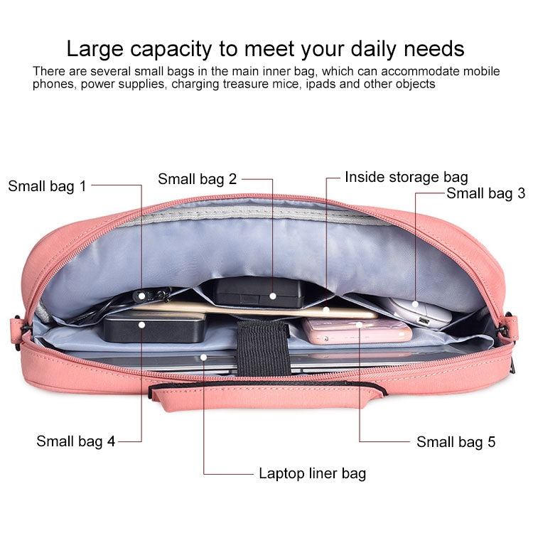 DJ03 Waterproof Anti-scratch Anti-theft One-shoulder Handbag for 13.3 inch Laptops, with Suitcase Belt, DJ03 13.3 inch Black, DJ03 13.3 inch Pink, DJ03 13.3 inch Navy Blue