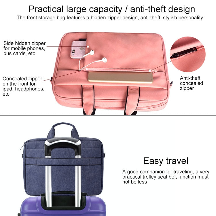 DJ03 Waterproof Anti-scratch Anti-theft One-shoulder Handbag for 13.3 inch Laptops, with Suitcase Belt, DJ03 13.3 inch Black, DJ03 13.3 inch Pink, DJ03 13.3 inch Navy Blue