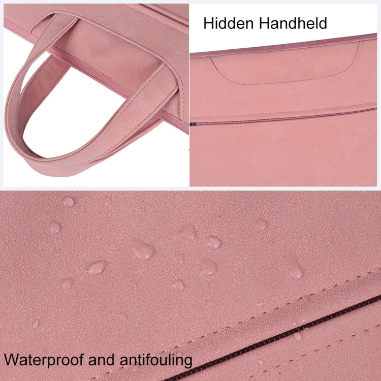 ST06 Waterproof PU Leather Zipper Hidden Portable Strap One-shoulder Handbag for 13.3 inch Laptops, with Suitcase Belt, ST06 13.3 inch Dark Gray, ST06 13.3 inch Pink, ST06 13.3 inch Light Grey