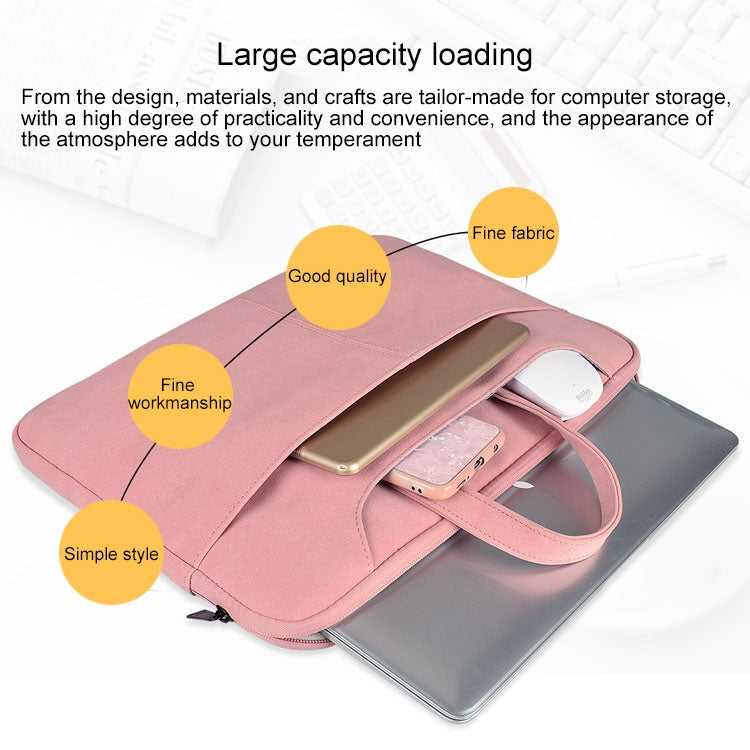 ST06S Waterproof PU Leather Zipper Hidden Portable Strap One-shoulder Handbag for 15.6 inch Laptops, with Magic Stick & Suitcase Belt, ST06S 15.6 inch Light Grey