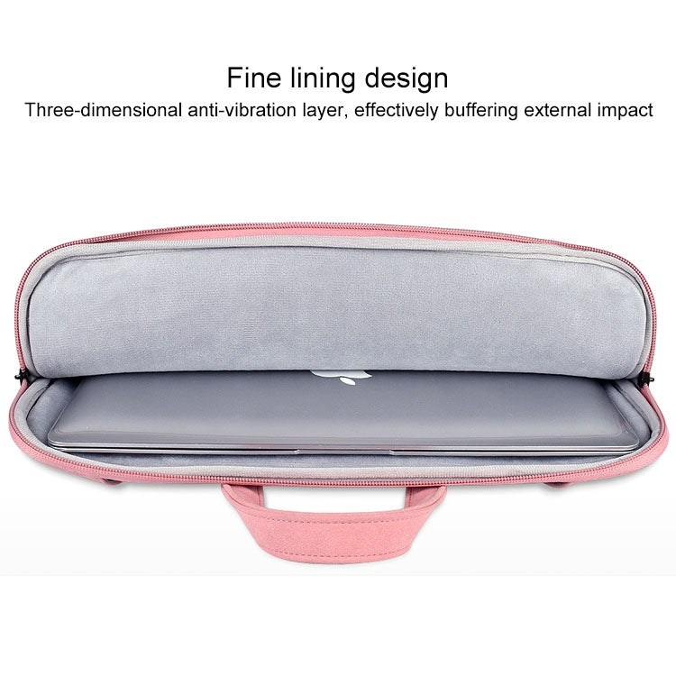 ST06S Waterproof PU Leather Zipper Hidden Portable Strap One-shoulder Handbag for 15.6 inch Laptops, with Magic Stick & Suitcase Belt, ST06S 15.6 inch Light Grey