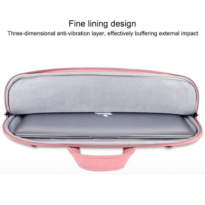 ST06S Waterproof PU Leather Zipper Hidden Portable Strap One-shoulder Handbag for 15.6 inch Laptops, with Magic Stick & Suitcase Belt, ST06S 15.6 inch Light Grey