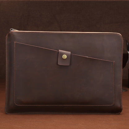 Universal Genuine Leather Business Zipper Laptop Tablet Bag For 12 inch and Below, 12 inch