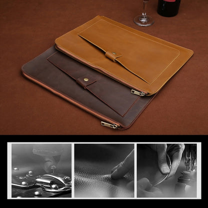 Universal Genuine Leather Business Zipper Laptop Tablet Bag For 12 inch and Below, 12 inch