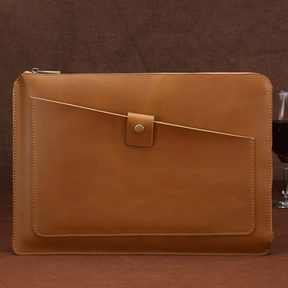 Universal Genuine Leather Business Laptop Tablet Zipper Bag For 13.3 inch and Below, 13.3 inch