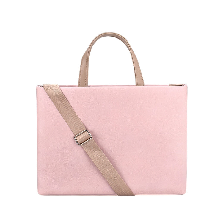 PU Waterproof Laptop Handbag Crossbody Bag for 13.3 inch Laptops, 13.3 inch (Pink)
