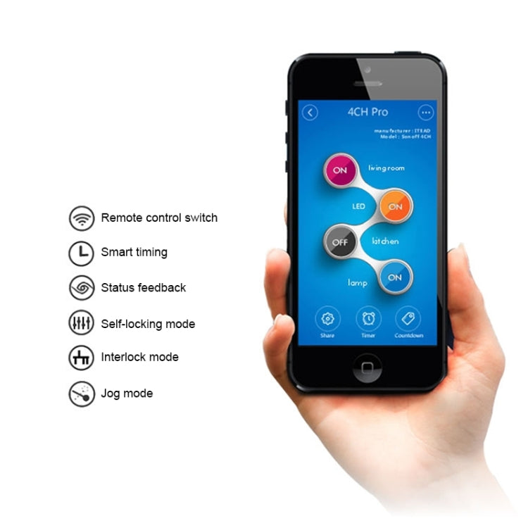 Sonoff  4CH Pro 433MHz Remote Control + WiFi Smart Timer Switch,  Interlock / Self-locking, 3 Working Modes, Compatible with Alexa and Google Home, Support iOS and Android, 4CH Pro