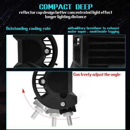 7 inch 18W 1800LM 3 Row LED Strip Light Working Refit Off-road Vehicle Lamp Roof Strip Light, 7 inch 72W