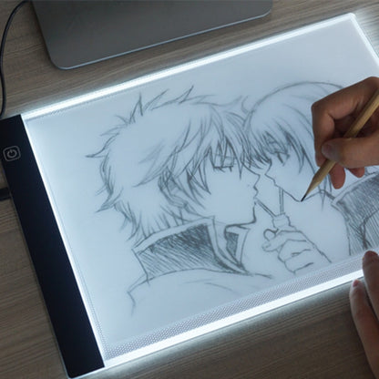Ultra-thin A4 Size Portable USB LED Artcraft Tracing Light Box Copy Board Brightness Control for Artists Drawing Sketching Animation and X-ray Viewing, Brightness Control No Charger