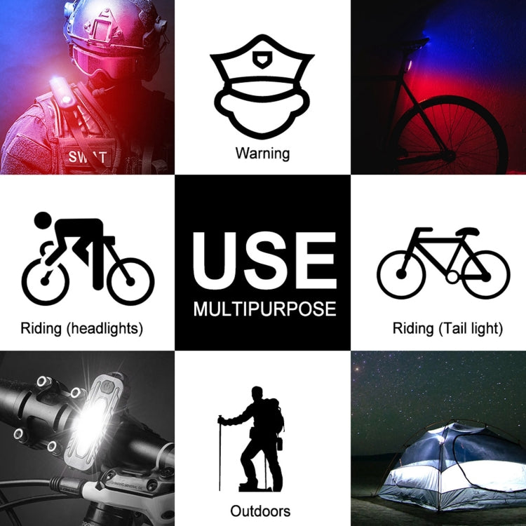 W-014 6 Lamp Beads USB-C / Type-C Rechargeable Red and Blue Warning Bicycle Tail Light, 6 Lamp Beads