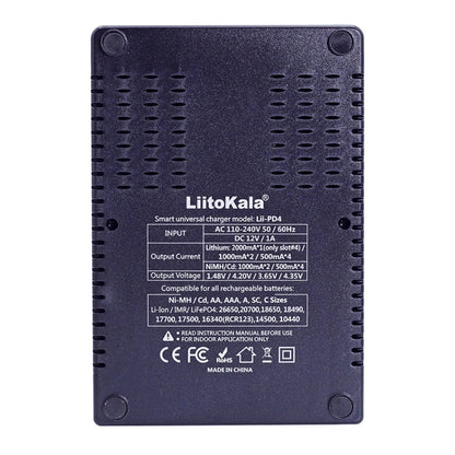LiitoKala Lii-PD4 Nickel-hydrogen Battery Charger for Li-ion / IMR LiFePO4 26650，21700，20700, 18650, 18490, 18350, 17670, 17500, 16340(RCR123), 14500, 10440