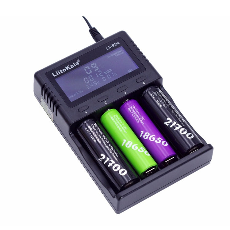 LiitoKala Lii-PD4 Nickel-hydrogen Battery Charger for Li-ion / IMR LiFePO4 26650，21700，20700, 18650, 18490, 18350, 17670, 17500, 16340(RCR123), 14500, 10440