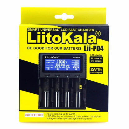 LiitoKala Lii-PD4 Nickel-hydrogen Battery Charger for Li-ion / IMR LiFePO4 26650，21700，20700, 18650, 18490, 18350, 17670, 17500, 16340(RCR123), 14500, 10440
