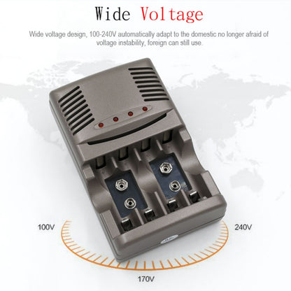 AC 100-240V 4 Slot Battery Charger for AA & AAA & 9V Ni-MH Battery, EU Plug
