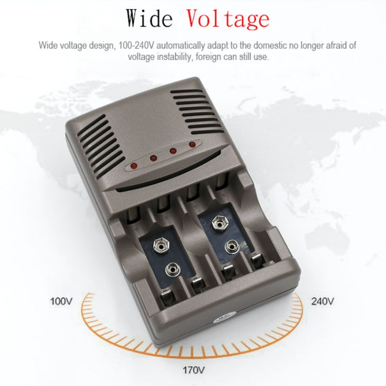 AC 100-240V 4 Slot Battery Charger for AA & AAA & 9V Ni-MH Battery, AU Plug
