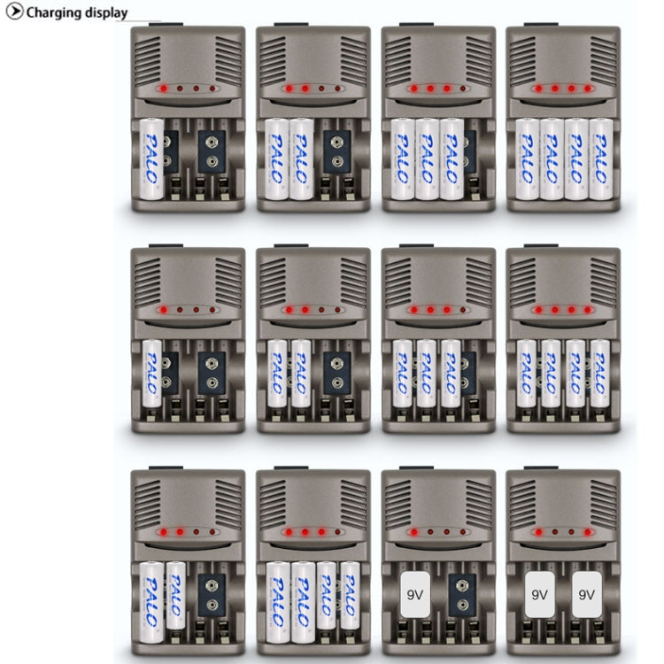 DC 100-240V 4 Slot Battery Charger for AA & AAA & 9V Ni-MH Battery, US Plug