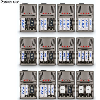 DC 100-240V 4 Slot Battery Charger for AA & AAA & 9V Ni-MH Battery, US Plug